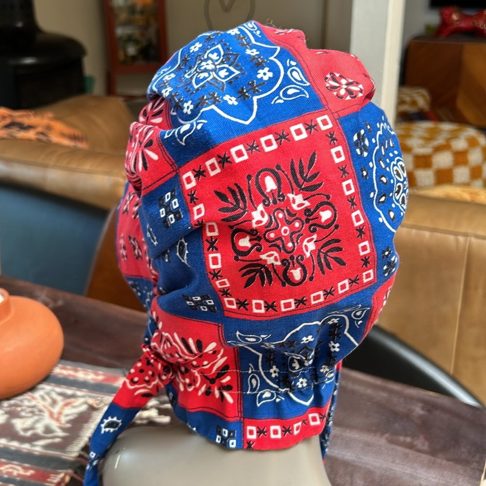 Vintage Handmade Bandana Print Pioneer Prairie Bonnet - Picture 5 of 8